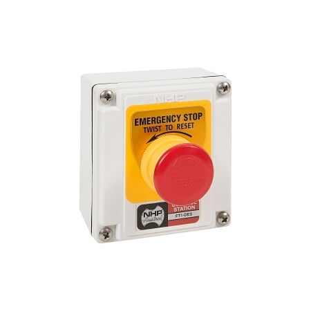 Austrol N100 Pushbutton Station Polyester E Stop 38mm Twist To Reset 1 NO 1 NC Contacts