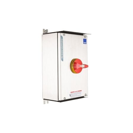 Socomec ISO Enclosed Isolator, IP 65 Stainless Steel, Handle - Red, 4 Pole 100A
