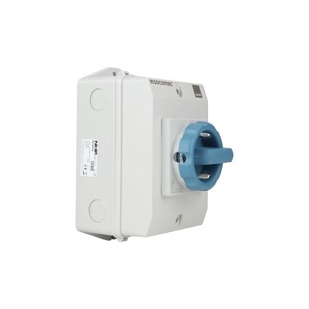 Socomec ISO Enclosed Isolator, IP 65 Plastic Grey, Handle - Blue, 4P 25A