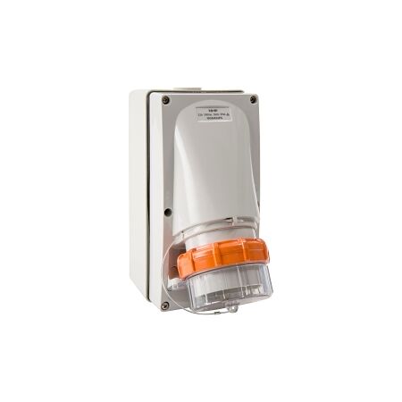 NHP ISO Appliance Inlet, 4 Round Pins 32A 500V AC, with Base 63mm, Grey