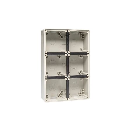 NHP ISO Back Box/Base, 6 Gang (2 x 3) - Large 63mm depth, Grey