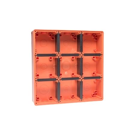 NHP ISO Back Box/Base, 9 Gang (3 x 3) - Large 63mm depth, Resistant Orange