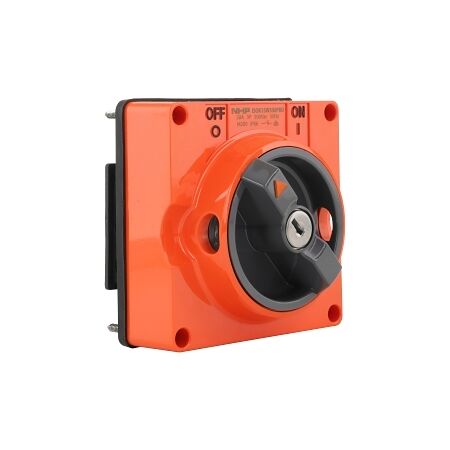 NHP ISO Surface Switch - Key, Lock in OFF, 3 Pole 50A 500V AC, w/o Base, Resistant Orange