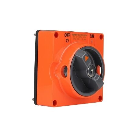 NHP ISO Surface Switch - Key, Lock in ON/OFF, 3 Pole 20A 500V AC, w/o Base, Resistant Orange