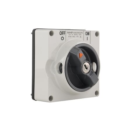 NHP ISO Surface Switch - Key, Lock in ON/OFF, 3 Pole 32A 500V AC, w/o Base, Grey