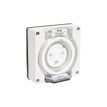 NHP ISO Socket Outlet, 3 Round Pins 20A 250V AC, w/o Base, Grey