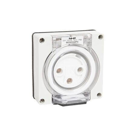 NHP ISO Socket Outlet, 3 Round Pins 32A 250V AC , w/o Base, Grey