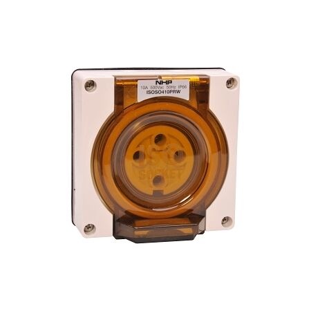 NHP ISO Socket Outlet, 4 Round Pins 10A 500V AC, w/o Base, Resistant White