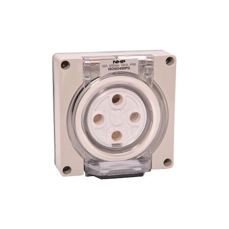 NHP ISO Socket Outlet, 4 Round Pins 50A 500V AC, w/o Base, Grey