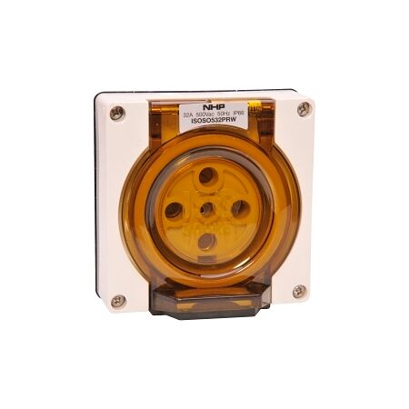 NHP ISO Socket Outlet, 5 Round Pins 32A 500V AC, w/o Base, Resistant White
