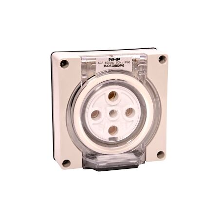 NHP ISO Socket Outlet, 5 Round Pins 50A 500V AC, w/o Base, Grey