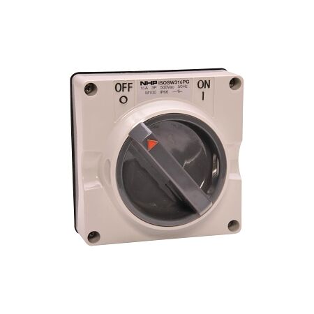 NHP ISO Surface Switch, 3 Pole 10A 500V AC, w/o Base, Grey