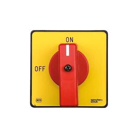 Sprecher and Schuh L7 Handle Std Type I RD/YL Screw Fixing Mount 88 x 88mm Engraved OFF ON