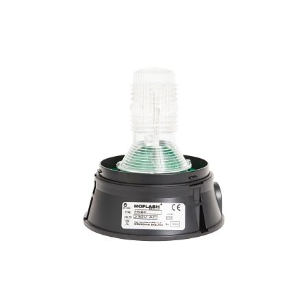 Moflash Xenon Beacons 10 Joules Flashing Mode IP65 230V AC Wall or Surface Mount Lens Amber