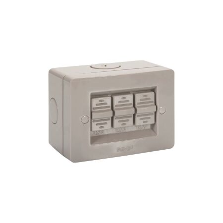 NHP NLINE Surface Switch, Large IP 66 Plastic, 3 Gang, 1 Pole 16A 250V AC
