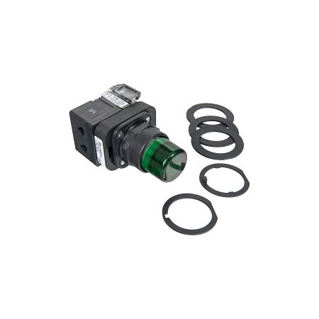 Allen-Bradley 800H Pushbutton 30.5mm Complete PL FS EXT HD WO GD LED FV 12 to 130V 1NO 1NC ILL Green