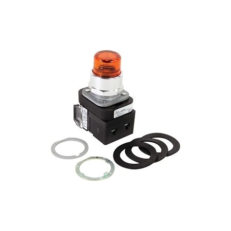 Allen-Bradley 800T PB 30.5mm FS Terminal Guard Ext Head Mom. Illum LED 120V 1 N.O. 1 N.C. Amber