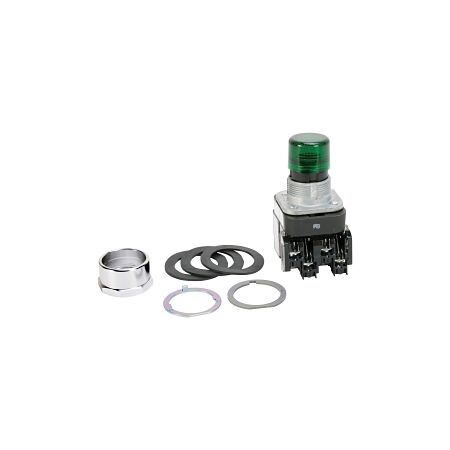 Allen-Bradley 800T PB 30.5mm FS Tmal Grd Ext Hd Mom. Illum LED 12 to 130V AC DC 1N.O. 1 N.C. Green