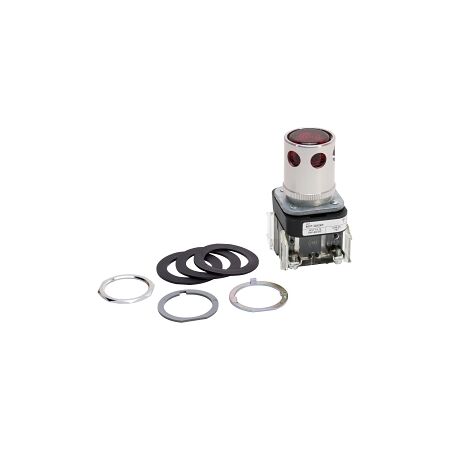 Allen-Bradley 800T PB 30.5mm Ext Head with Guard Mom. Illum Incandescent 24V AC DC 1 N.O. 1 N.C. Red