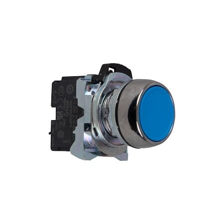 Sprecher and Schuh D7 Pushbutton 22.5 mm Complete Metal MOM Flush Blue Cap Non Illuminated 1NO