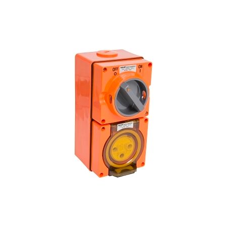 NHP ISO Switched Socket Outlet, 3 Round Pins 32A 250V AC, with Base, RO