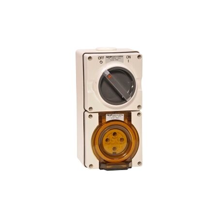NHP ISO Switched Socket Outlet, 4 Round Pins 10A 500V AC, with Base, RW