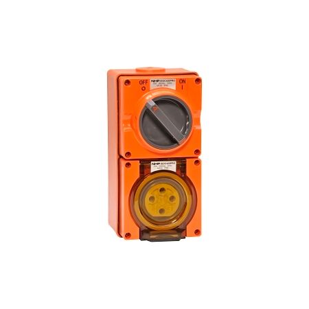 NHP ISO Switched Socket Outlet, 4 Round Pins 20A 500V AC, with Base, RO