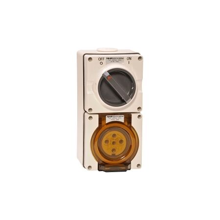 NHP ISO Switched Socket Outlet, 5 Round Pins 10A 500V AC, with Base, RW