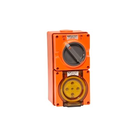 NHP ISO Switched Socket Outlet, 5 Round Pins 32A 500V AC, with Base, RO