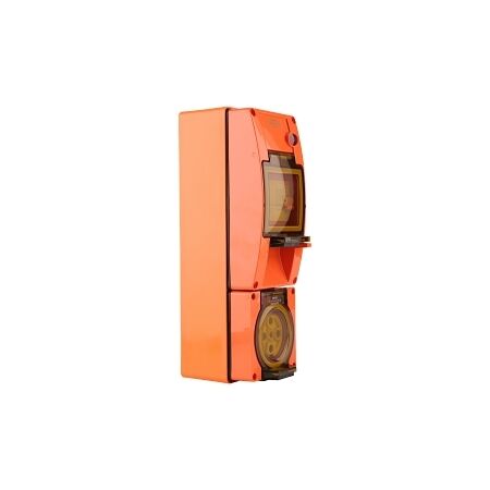 NHP ISO Socket Outlet - RCD, 5 Round Pins 50A 500V AC, with Base, Resistant Orange
