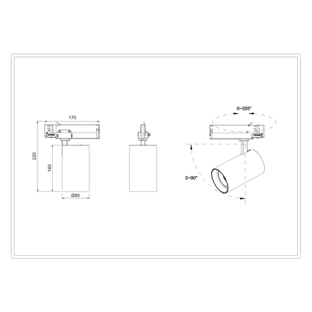 40w Three Phase Track Head Black