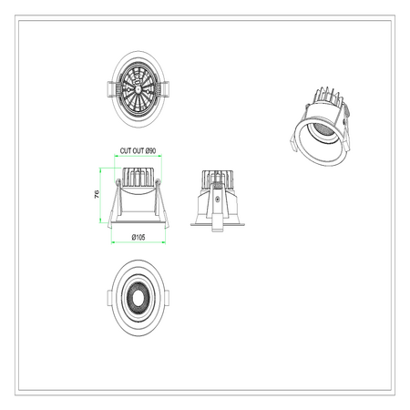 10w Downlight Black Tri Color