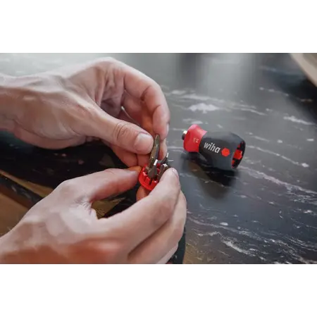 Screwdriver with bit magazine magnetic