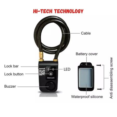 Moov8 iLock – Keyless Ebike / Scooter Smart Lock with Anti Theft Alarm 110dB APP Control