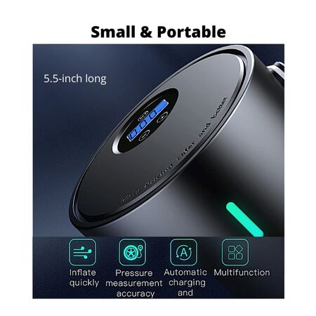 Rechargeable Portable Tyre Inflator Wireless Mini Air Pump With 4 Piece Accessory Kit for e-Bike, Scooter, Car – 4500mAh Battery