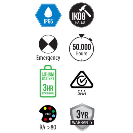 2ft T8 Tube Emergency Batten - Weatherproof