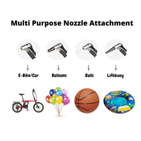 Rechargeable Portable Tyre Inflator Wireless Mini Air Pump With 4 Piece Accessory Kit for e-Bike, Scooter, Car – 4500mAh Battery