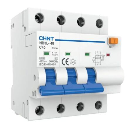 RCBO 3P+N 10ka 20A 30ma 4Mod C Curve Type A