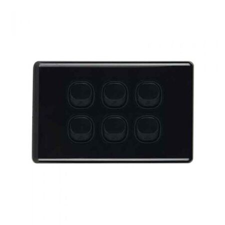 N/SW6/BLK - 6 Gang 16 Amp Switch Black