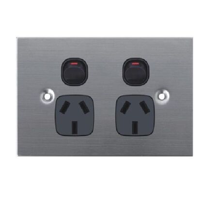 GPO2/SS/BLK - 316 Stainless Steel Double GPO Black