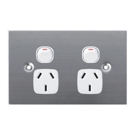 GPO2/SS/WH - 316 Stainless Steel Double GPO White