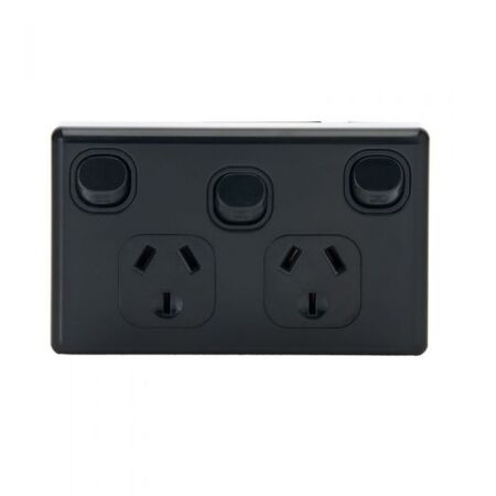 N/GPO2X/BLK - Double 10 Amp Ex Switch Black
