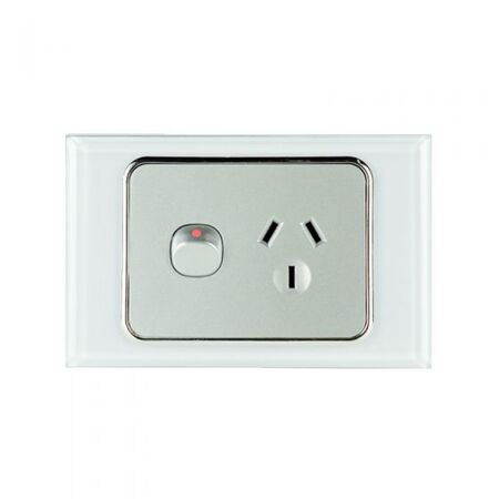 GPO1/DS - Single GPO 10 Amp White on Silver