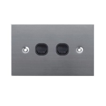SW2/SS/BLK - 316 Stainless Steel 2 Gang 16 Amp Switch