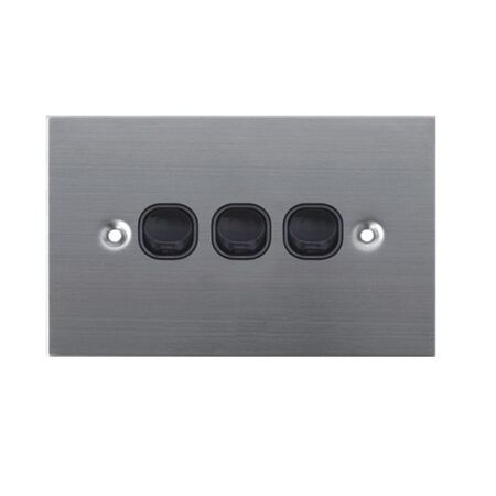 SW3/SS/BLK - 316 Stainless Steel 3 Gang 16 Amp Switch