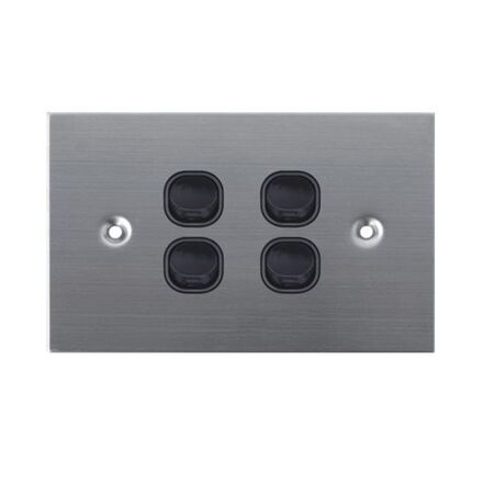 SW4/SS/BLK - 316 Stainless Steel 4 Gang 16 Amp Switch