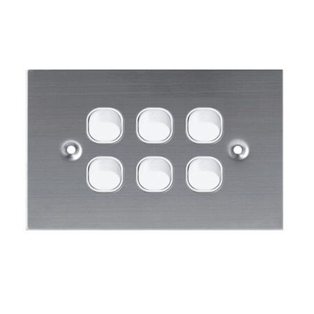 SW6/SS/WH - 316 Stainless Steel 6 Gang 16 Amp Switch