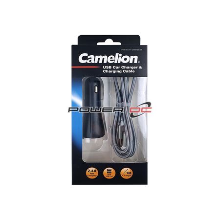 CAMELION USB CAR CHARGER 2.4A + LIGHTNING USB CABLE
