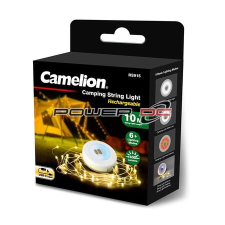 WHITE 2-IN-1 RECHARGEABLE CAMPING AND STRING LIGHT