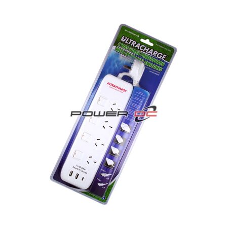 ULTRACHARGE POWER BOARD 4 SWITCH SURGE WITH 3xUSB 3.4A TOTAL ULTRACHARGE POWER BOARD 4 SWITCH SURGE WITH 3xUSB 3.4A TOTAL